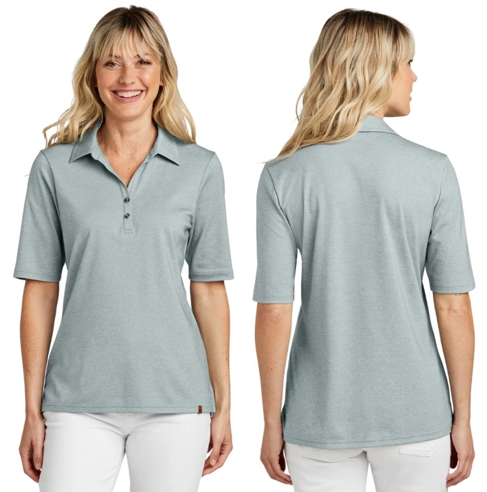 Travis Mathew LADIES Polo Lifestyle Perf. Green Heather Pima Cotton LARGE - NWT